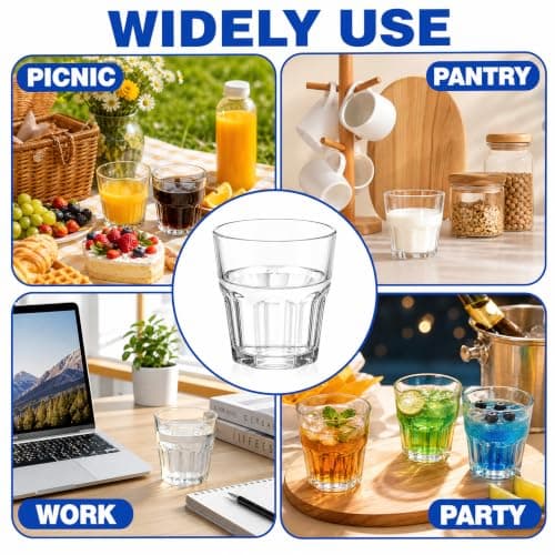 Tebery 8 Pack 250ml Acrylic Plastic Tumblers, Reusable Cups Stackable Plastic Acrylic Drinking Tumblers for Adults Kids Party, BPA Free — view 5