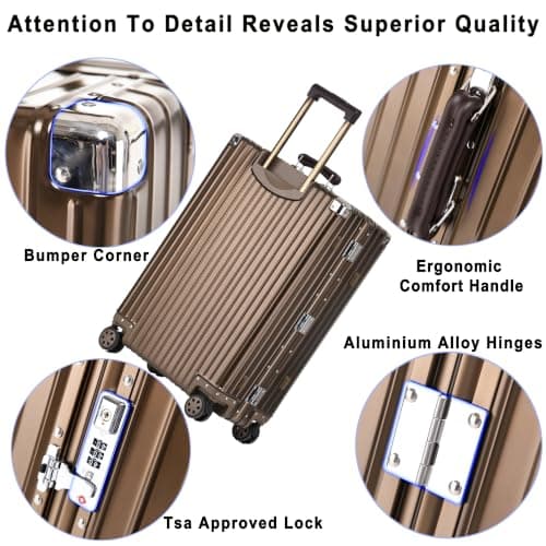 All Aluminium Hard Shell Suitcase Medium Size Travel Metal Suitcase — view 3