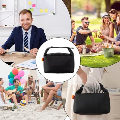 Crevice Soft Insulated Lunch Bags for Men Women- 23x15x25cm Reusable Lunch Box Tote Bag,Cool Bags for Kids Girls Boys Adults,Thermal Cooler Bag for Work School Picnic Travel -6L (Black) — view 5