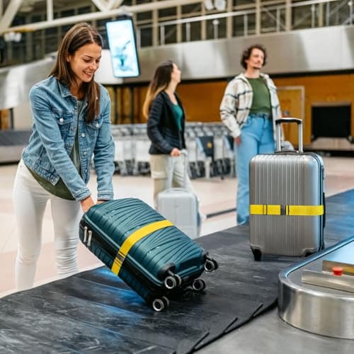 WISYOK Luggage Straps Extended, 2 Pack, 130-250cm Adjustable, Yellow — view 6