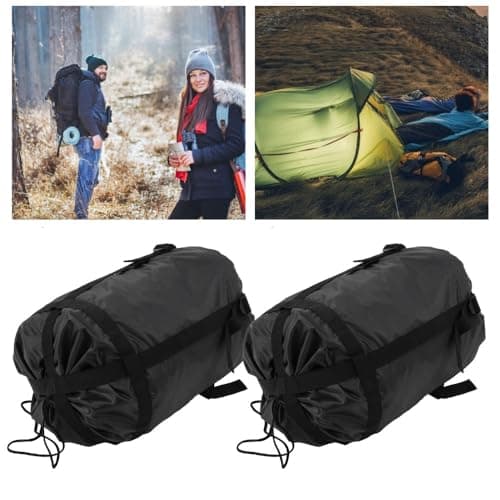 Chiffonade 2-Pack Compression Stuff Sacks Oxford Fabric Ultralight Sleeping Bag Compression Storage for Camping Hiking Travel 16.9x9.1in(Black) — view 4