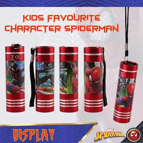SRV Hub Spiderman LED Torch 8.7cm, Aluminium 9 LED Flashlight with Wrist Strap, Compact Battery Powered Torch for Home, Travel, Camping & Emergency Use — view 6