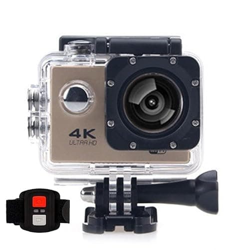 BSLVWG 4K Action Camera 20MP WiFi 30M Waterproof Sports Camera Underwater Camera for Vlog With Ultra HD 170°Wide-Angle 2.4G Remote Control Anti-Shake 2.0'' LCD Screen with Accessories Kit (Gold)