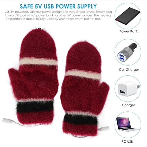 Brrnoo USB Heated Gloves, Palm and Back Heating, Flip Top — view 3