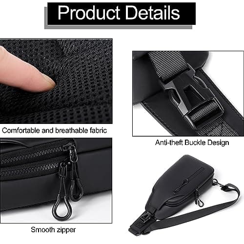 Jupsk Sling Bag Crossbody Backpack Chest Shoulder Bag Waterproof Sling Rucksack Bag for Men Women Lightweight Casual Daypack Backpack with USB Charging Port for Sports Traveling — view 6