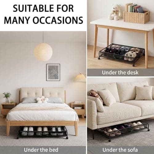Under Bed Shoe Storage Organiser with Wheels, Rolling Underbed Storage — view 4