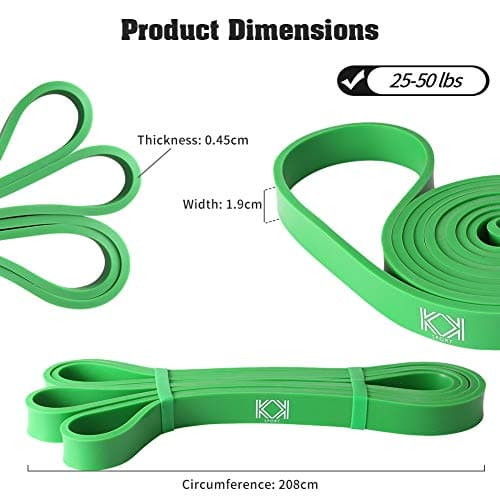 KK Resistance bands for men and women fitness workout exercise, flexibility and strength training. Pull up resistance exercise bands suitable for home, gym (Green and Purple) — view 2