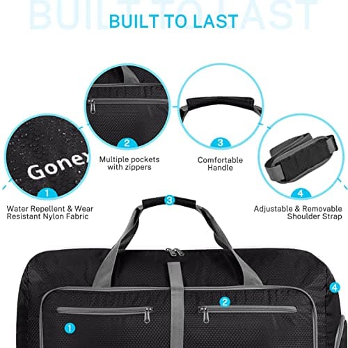 Gonex Foldable Travel Duffle Bag, 60L Lightweight with Shoe Compartment — view 2