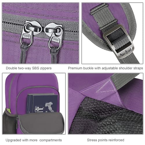 Jedebartey Rucksack, 20L Ultra Lightweight Backpack Foldable Hiking Daypack Small Travel Day Bag for Men Women Kids Outdoor Sports Camping Mountaineering Walking Cycling Climbing (Purple) — view 5
