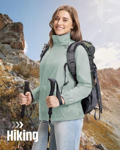 Outdoor Ventures Women's Raincoat Waterproof Rain Jacket Foldaway Hood — view 2