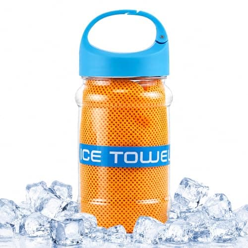 Cooling Towel 100x30cm Microfiber Cool Ice Towel with Storage Bottle Sweat Towel for Neck and Face Yoga Sport Running Gym Fitness Microfiber Stay Cool