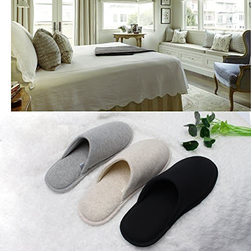 Ofoot Men's Cozy Thread Cloth Organic Cotton House Slippers, Washable Flat indoor/outdoor slip on shoes, Grey, 5-6 UK — view 6