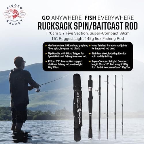 Rigged and Ready Rucksack Compact Spin Baitcast Travel Rod + Micro Trigger — view 3