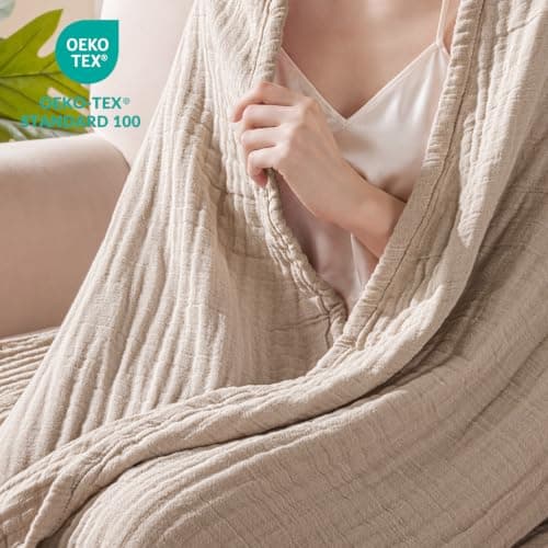 Exclusivo Mezcla 6-Layer 100% Cotton Large Muslin Throw Blanket, 130x170cm — view 3