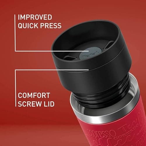 Tefal Travel Mug Classic red 0.36L, Comfort Screw Lid, Quick Press, Soft-Touch Sleeve, Travel-Ready, Reusable, 100% Leak-Proof, Keeps Drinks Cold (8 hrs) and Hot (4 hrs), 360° Drinking, N2020410 — view 3