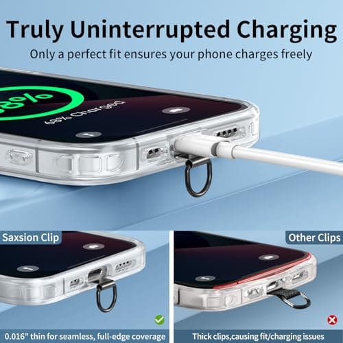 Phone Lanyard Tab, Heavy Duty Tether Tab for iPhone & Android, Metal Lanyard Patch & Strap Adapter, 44lbs Load Capacity, Universal Phone Case Insert for Strap & Charm (Rose Gold+Black) — view 4