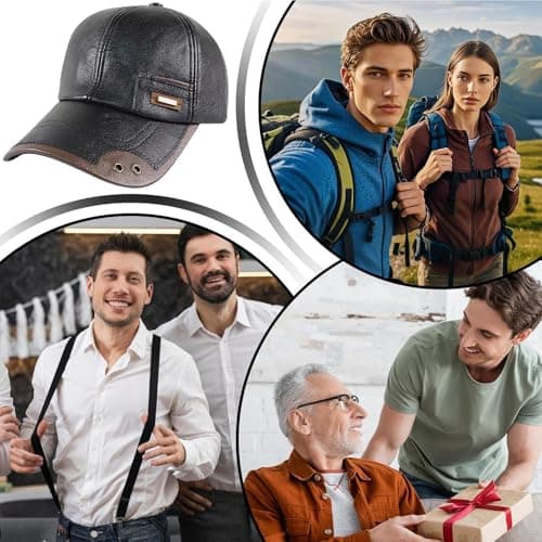 Black Leather Hat Vintage Fashion Headwear — view 4