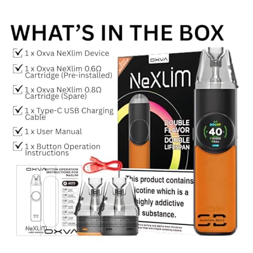 Oxva NeXLIM Vape Kit [Coral Orange] - No Nicotine — view 3