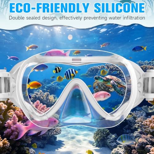RIOROO Snorkel Mask For Kids, fog Proof and Leak Proof Floating Goggles, 180 ° High-Definition Panoramic Diving Mask With Nose Mask, Swimming Goggles for Boys, Girls, and Teenagers Aged 4-14 — view 3