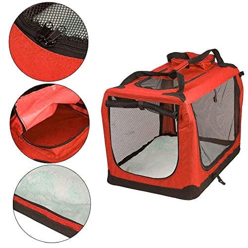 Petbarn Portable Soft Fabric Pet Carrier Folding Dog Cat Puppy Travel Transport Bag (Small, Red) — view 2