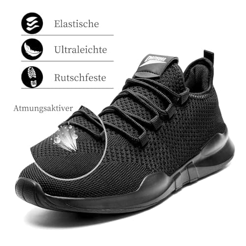 Mens Trainers Trail Running Walking Casual Gym Sport Tennis Barefoot Shoes Non Slip Work Hypersoft Sneakers Black 9.5 — view 3