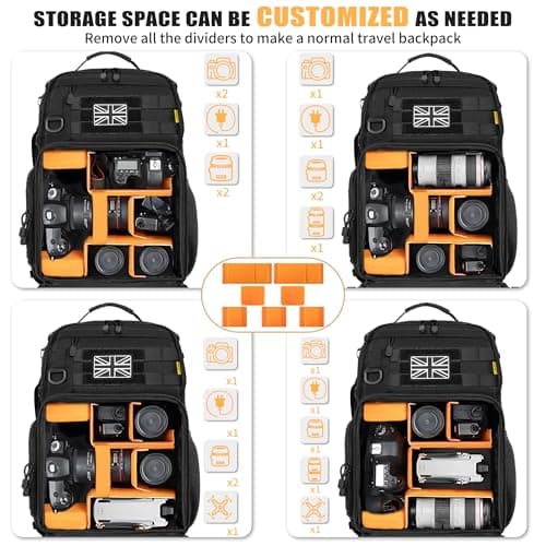 OUUTMEE Tactical Camera Backpack, Camera Rucksack with Waterproof Cover — view 6