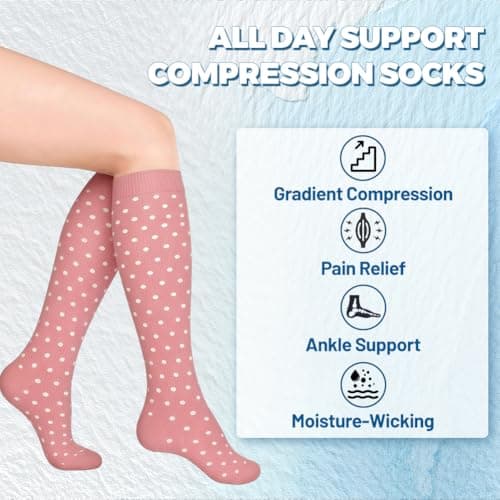 flintronic 6 Pairs Compression Socks for Women & Men, 15-20 mmHg Travel Flight Socks, Enhanced Circulation & Athletic Support, Compression Stockings for Running, climbing, Nursing(9-15in) — view 4