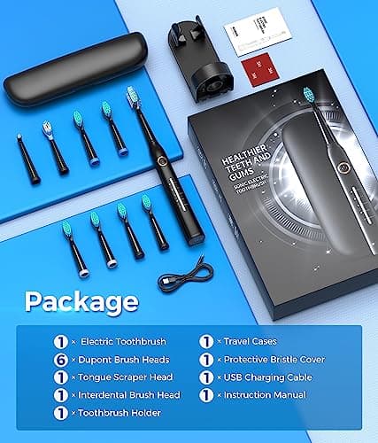 Electric Toothbrush with Travel Case 8 Brush Heads Rechargeable — view 3