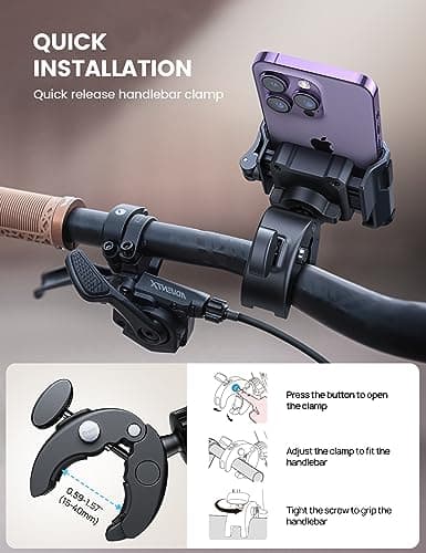 Lamicall Motorcycle Phone Holder for Filming - 【1s Quick Release】 Universal Motorbike Phone Mount Adapter, Phone Holder Bike for iPhone 17 16 15 14 13 Pro Max Plus Air, Samsung S24 Ultra, All Phones — view 6