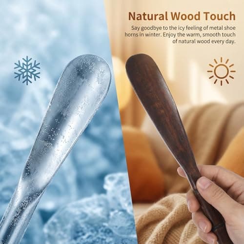 Xelsluthe Wooden Shoe Horn 12.52" Shoe Horn Long Handle Travel Shoes Horns Easy Wear Helper Durablility Boot Jack for Seniors Men Women — view 5