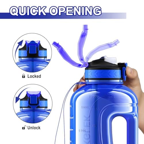 GLEKGLEK 2 Litre Water Bottle with Straw, Motivational Sports Jug Dark Blue — view 5
