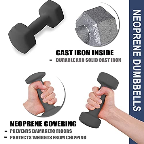 Balelinko Home Gym Equipment Workouts Strength Training Weight Loss Pilates Weights Yoga Sets Free Weights for Women, Men, Seniors and Youth, 3LB Gray, Pair — view 5
