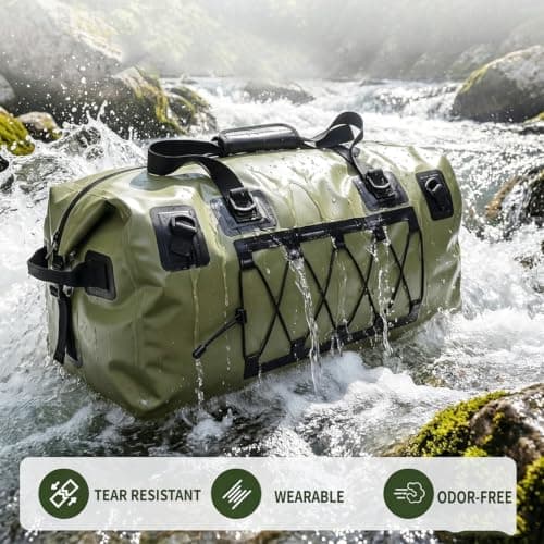 70L Waterproof Backpack with Compression Straps(Black) — view 3