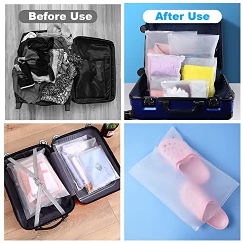 OSDUE Reusable Ziplock Bags,15 Pcs Travel Clothes Storage Bags, Plastic Hospital Bag Frosted Ziplock Seal Bag for Home School Trip Hospital, 5 Sizes — view 6
