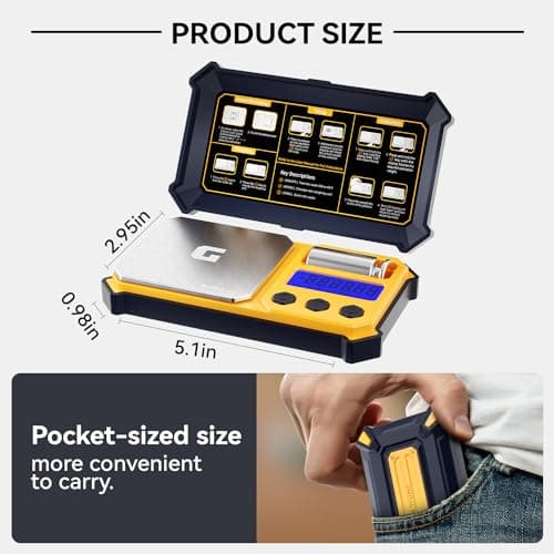 GRAM PRES Digital Pocket Gram Scales 300g x 0.01g Accuracy Small Portable Precision Scale with Digital Weight in Grams and Oz for Jewellery, Diamonds, Powders and Medicine, with 50g Cal Weights — view 3