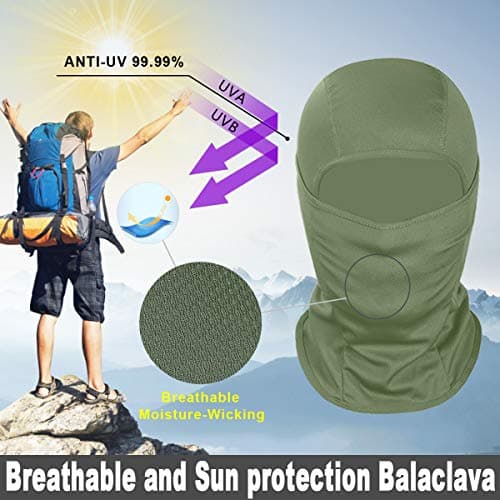 Achiou Balaclava Face Mask, Ski Mask UV Protector Lightweight for Motorcycle Cycling Running Green — view 4