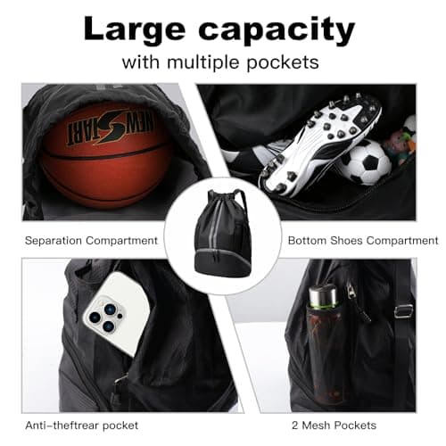 Pinboov Waterproof Football Boot Bag PE Kit Bag with Shoe Compartment — view 6