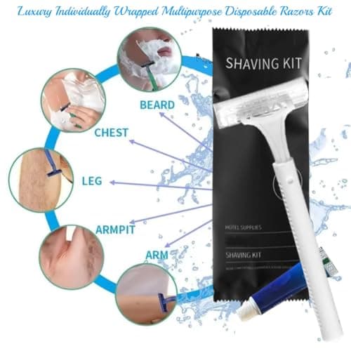 10Pack Luxury Individually Wrapped Travel Disposable Razors Set With Shave Cream; Clean and Hygienic; Hotel Multipurpose Private Body Razor; Portable Shaving Razor Set for Home Hotel Travel, Daily Use — view 2