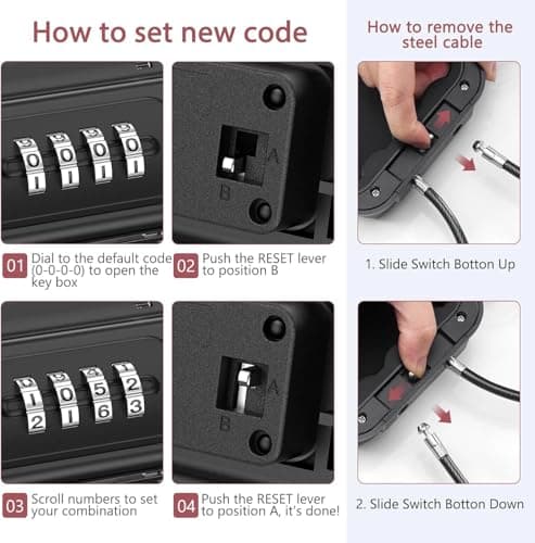 RAW LOCK® Portable Safe Box with Code, Combination Security Case Lock Box with Removable Wire Rope, Mini Key Safe Storage Waterproof & Anti-Theft for Travel, Beach, Vacation — view 3