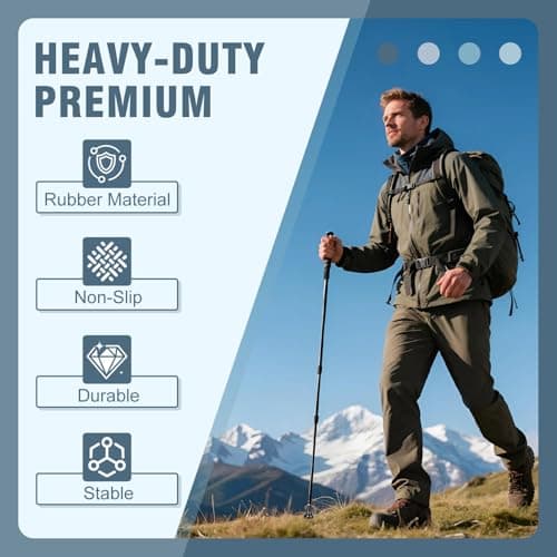 supregear Heavy Duty Rubber Replacement Tips for Hiking and Trekking Poles, Wide Non Slip Base for Trail Stability, Durable Shock Absorbing Walking Sticks Tip Protectors, 4-Pack, Black — view 6