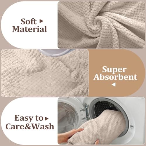 Preboun 12 Pcs Bath Towels and Washcloths 4 Sets Microfiber Bathroom Beach Pool Towel Set Quick Dry Coral Velvet Highly Absorbent for Fitness Sports Shower Travel Spa Hotel(Taupe Gradient) — view 5