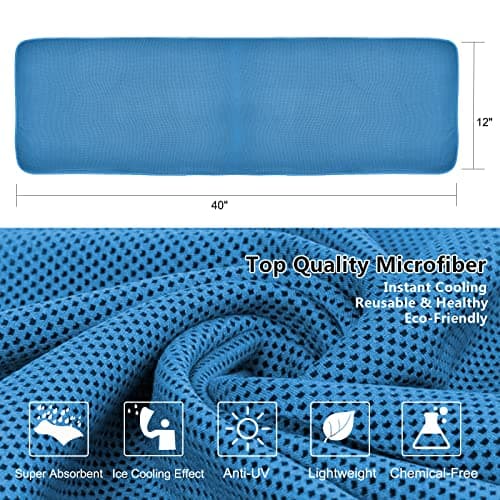 SZELAM 12 Pack Cooling Towels (40”x 12”), Instant Cooling Towel for Neck, Sport, Yoga, Trip, Beach, Camping, Cruise, Gym and More — view 2