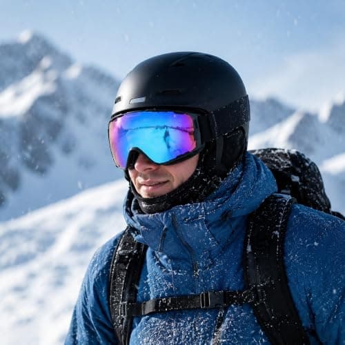 KUBDPQOR Ski Goggles with OTG Glasses Insert, HD Wide Vision Snow Goggles for Men & Women, Anti-Wind Dustproof Adjustable Goggles for Skiing, Cycling, Motocross & Outdoor Sports Black — view 2