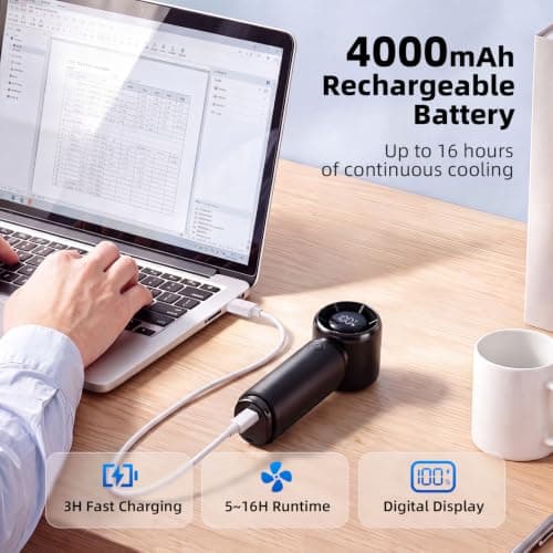 Otlonpe Mini Handheld Fan Rechargeable, 4000mAh Battery Portable Turbo Fan — view 5
