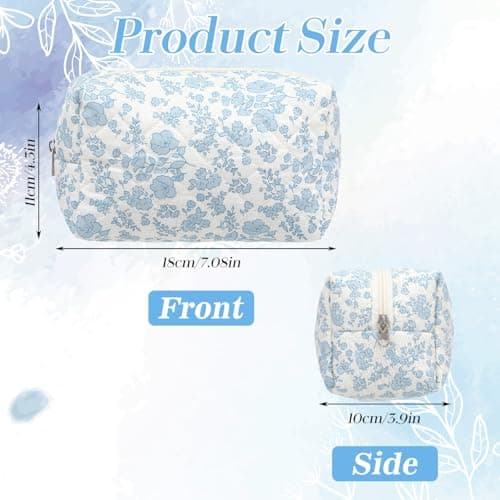 XLIUAX Floral Makeup Bag, Cute Aesthetic Cosmetic Bag, Portable Travel Bags — view 3
