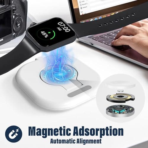 KTEBO Apple Watch Charger, Foldable Magnetic USB-C Charging Stand & Cable — view 3