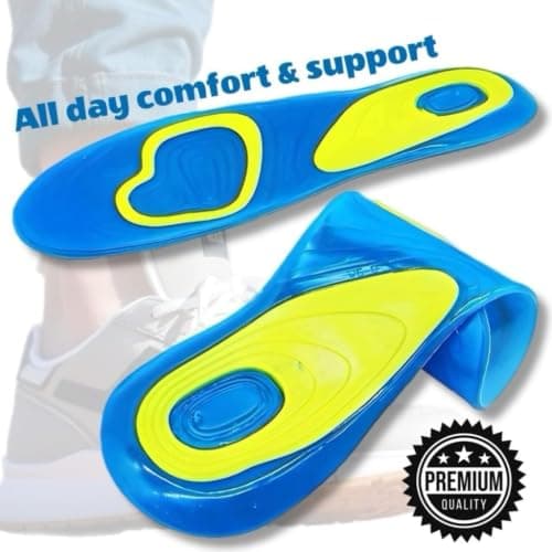 Men's Gel Insoles, Arch Support Shoe Inserts,Cushioned Shock Absorbing Silicone Insoles for Work Boots,Trainers, Walking Shoes, Running Shoes, Everyday Comfort, Trim to Fit — view 4