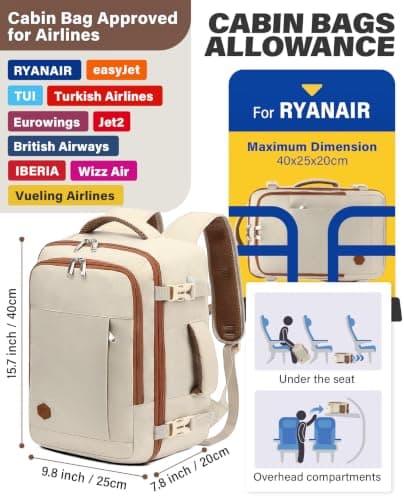 VANKEV 40x20x25 Ryanair Cabin Bag Underseat Travel Backpack Hand Luggage — view 3