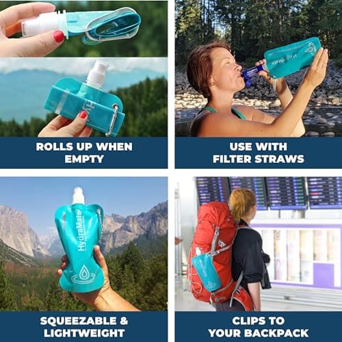 HydraMate Collapsible Water Bottle - Foldable Water Bottle - 750ml Aqua — view 4
