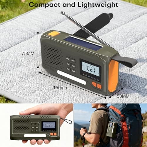 Joudix Wind Up Solar Radio,4500mAh Rechargeable Portable Emergency Radio — view 2